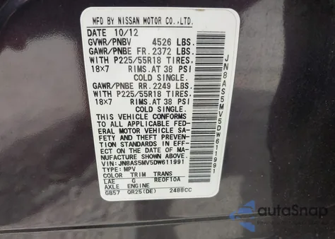 2013 Nissan Rogue Sv W/Sl Pkg from USA, damaged, VIN JN8AS5MV5DW611991